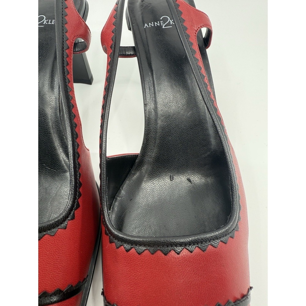 Anne Klein Women's Heels Red & Black Hannah Slingback In Box Shoes Leather Sz 8 - Picture 3 of 12